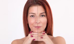 Kobieta stosująca kolagen na twarz - efekty stosowania