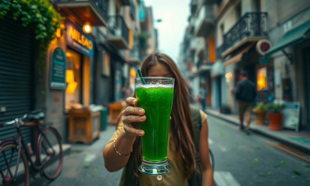 chorella-kobieta z koktailem
