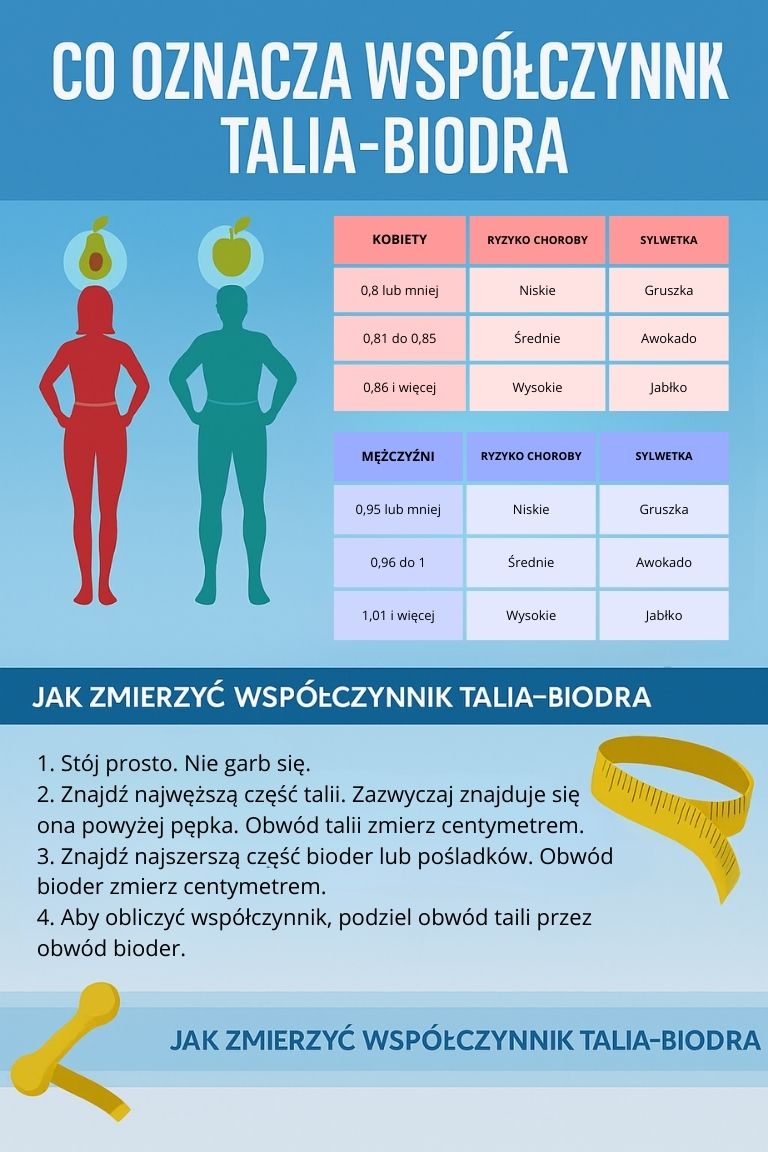 Infografika współczynnik talia-biodra