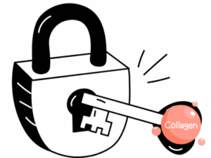 Grafika klucz do zamka z kolagenem