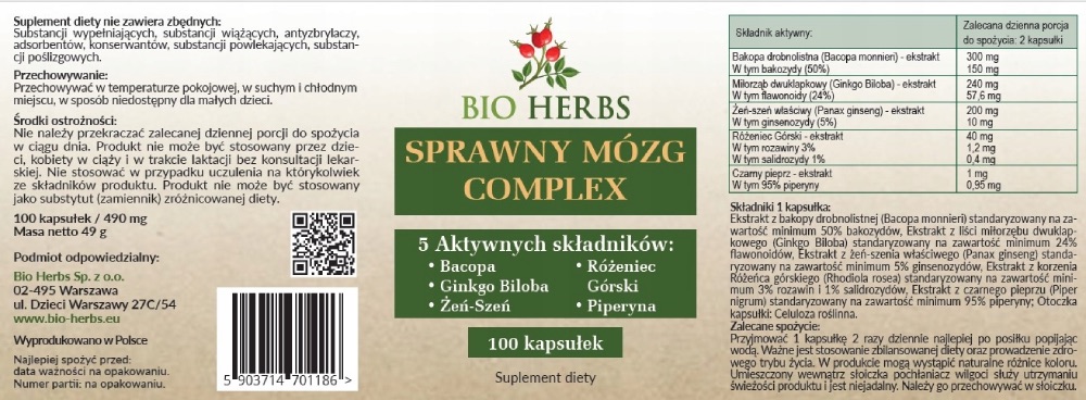 Suplement Sprawny Mózg - skład