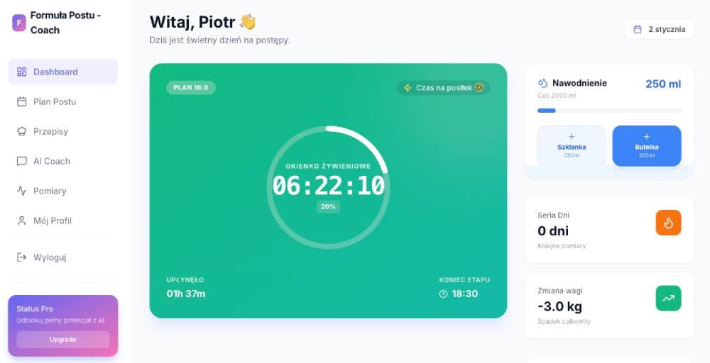 aplikacja formuła postu przerywanego