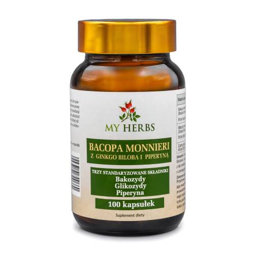 BACOPA MONNIERI Z GINKGO BILOBA I PIPERYNĄ - My Herbs, 100 kaps.