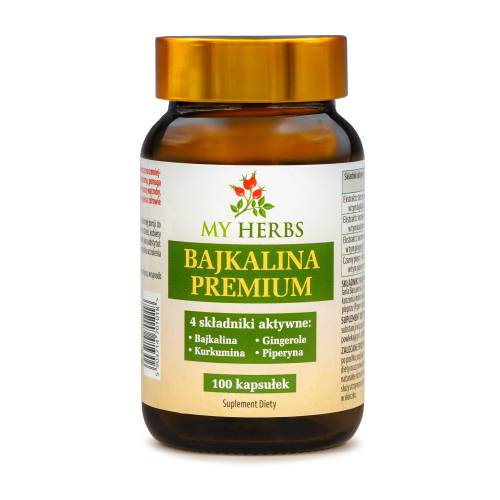 BAJKALINA PREMIUM - 100 KAPSUŁEK - My Herbs - Bajkalina, Kurkumina, Gingerole, Piperyna