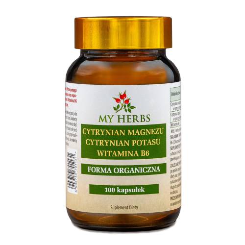 Cytrynian Magnezu + Cytrynian Potasu + Witamina B6 - My Herbs, 100 kaps.