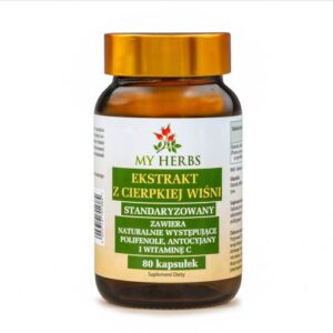 Ekstrakt z Cierpkiej Wiśni - Polifenole, Antocyjany, Witamina C - My Herbs, 80 kaps.