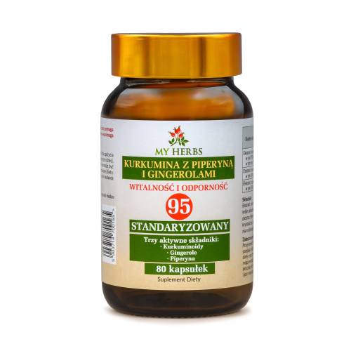 Kurkuma z Piperyną i Imbirem - 320mg - 80 kapsułek - Bio Herbs