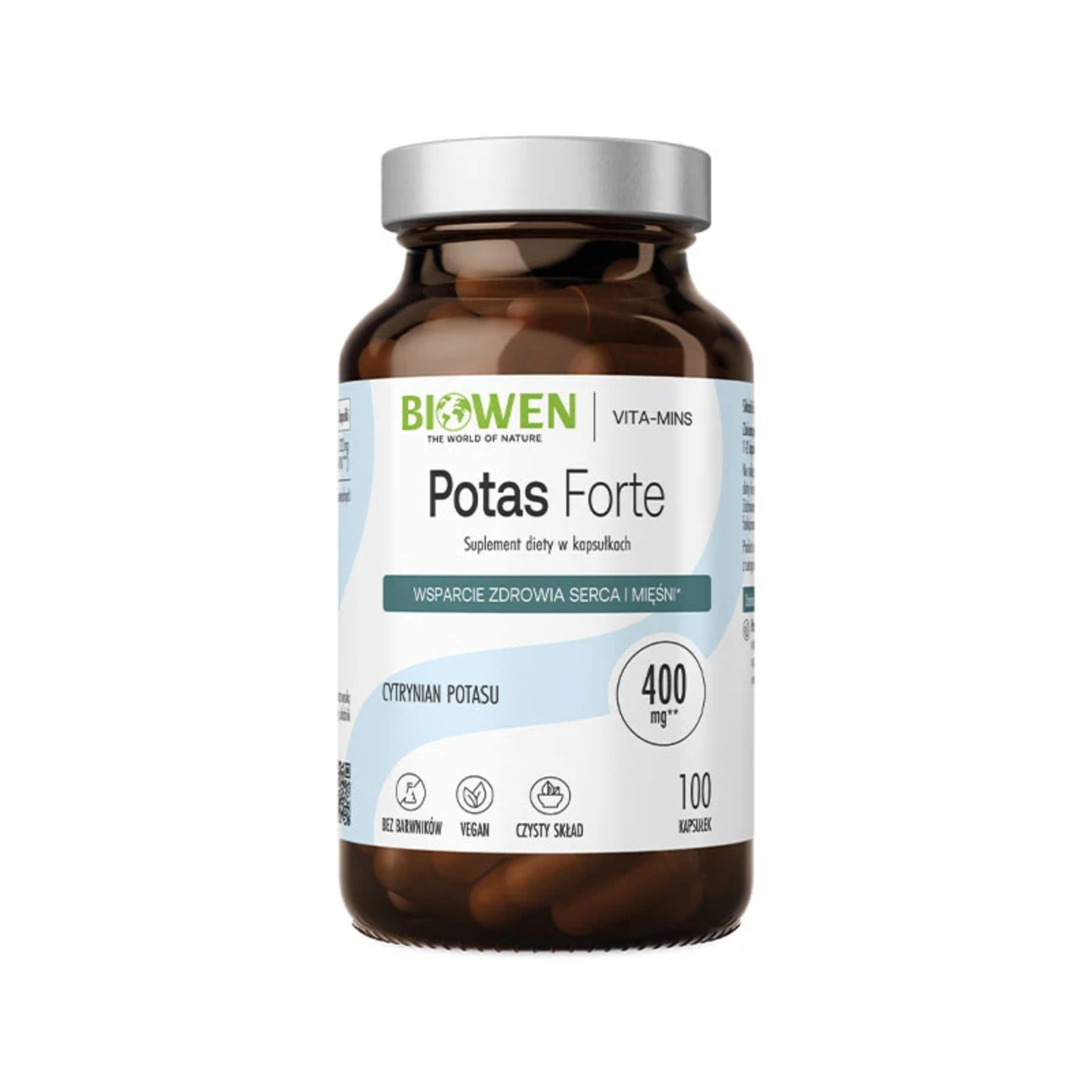 Potas Forte Biowen 100 kapsułek - 1111 mg cytrynianu potasu, 400 mg potasu