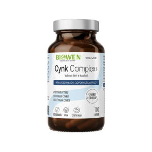 Cynk Complex+ Biowen - 100 kapsułek, 3 formy cynku o wysokiej biodostępności, wsparcie odporności i zdrowia skóry, włosów i paznokci