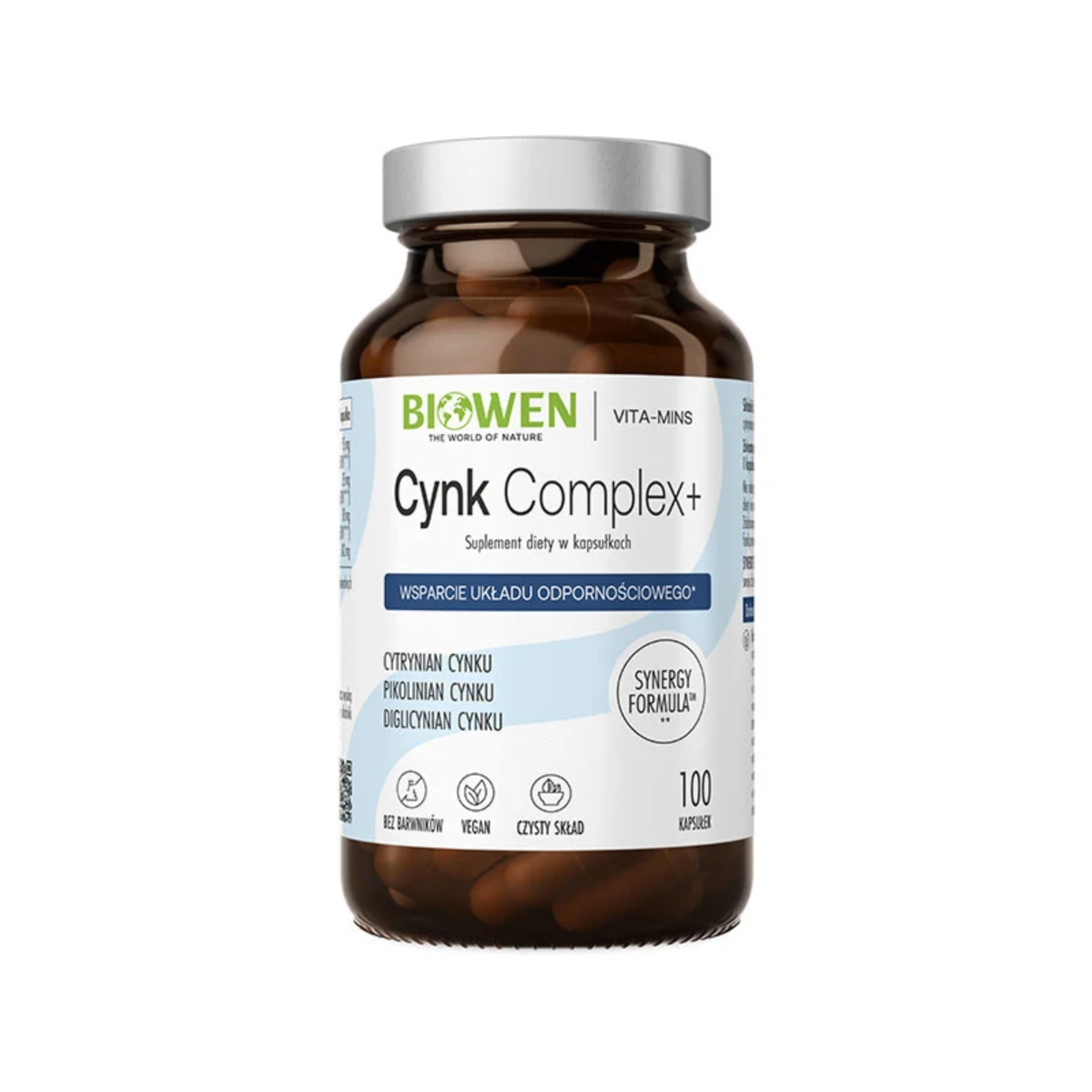 Cynk Complex+ Biowen - 100 kapsułek, 3 formy cynku o wysokiej biodostępności, wsparcie odporności i zdrowia skóry, włosów i paznokci